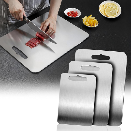 Double-Sided 304 Stainless Steel Chopping Board | Modern Multi-Purpose Kitchen Surface
