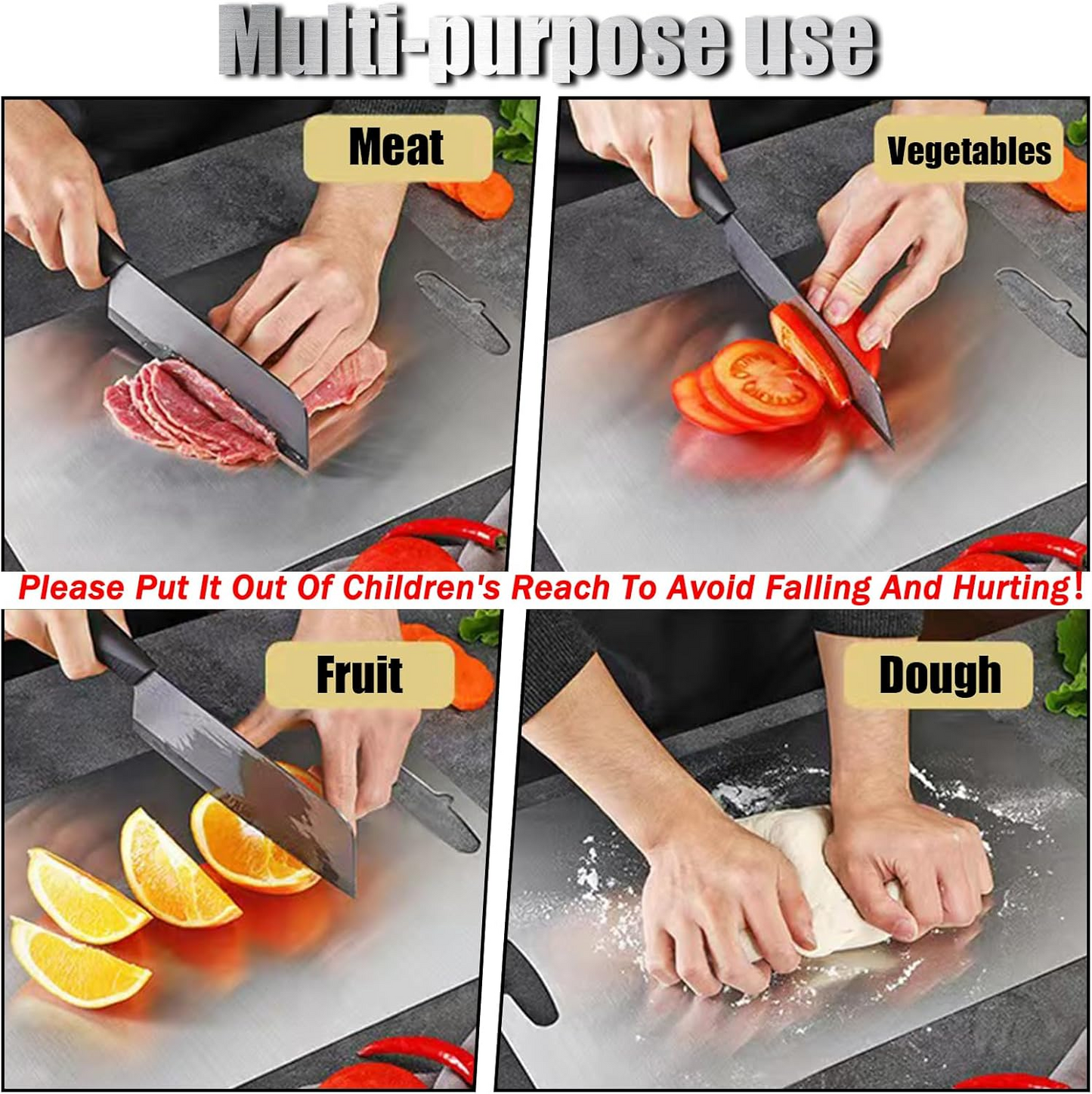 Double-Sided 304 Stainless Steel Chopping Board | Modern Multi-Purpose Kitchen Surface